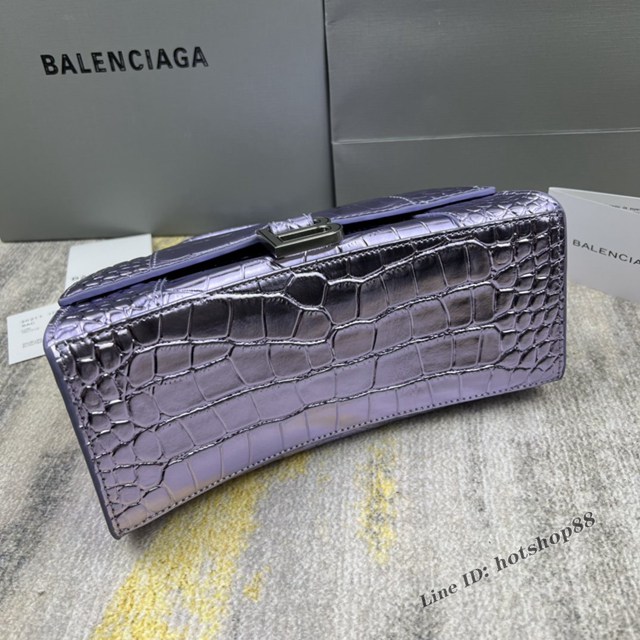 Balenciaga專櫃爆款新色鱷魚紋S號Hourglass沙漏包 巴黎世家頂級原單手提肩背包 款號：8895 fyj1241